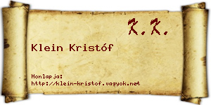 Klein Kristóf névjegykártya